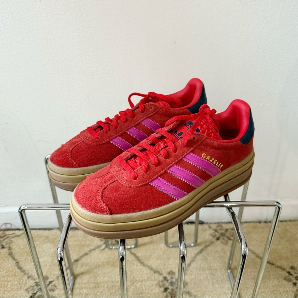NWT  (+box) Adidas Gazelle Bold Sneakers in Red/Semi Lucid Fuchsia/Night Indigo